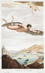 Daedalus en Icarus, Boek VIII, illustratie uit Ovidius
